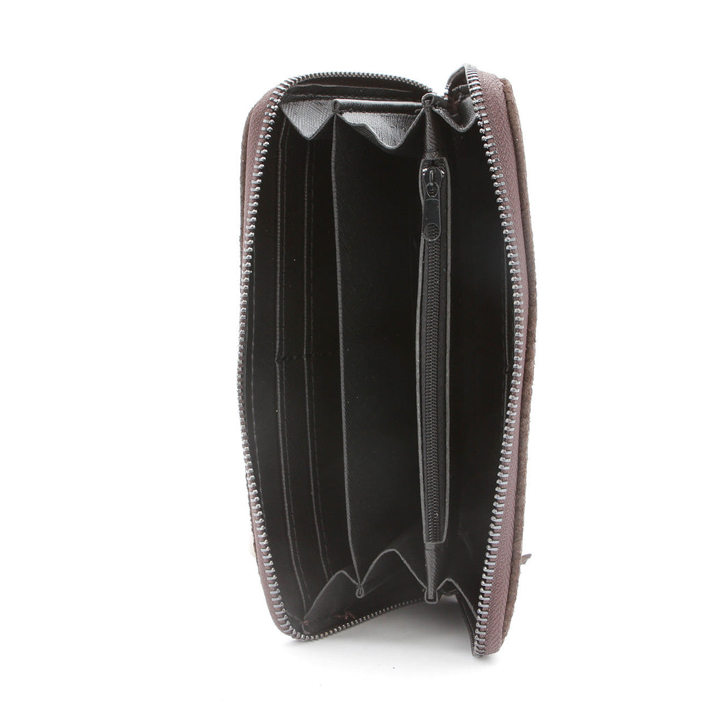 Leder Portemonnaie mit Stern Dunkelbraun