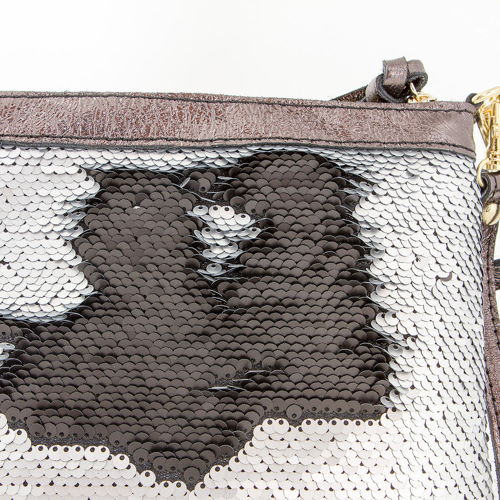 Wende Pailletten Mäppchen Clutch Silber