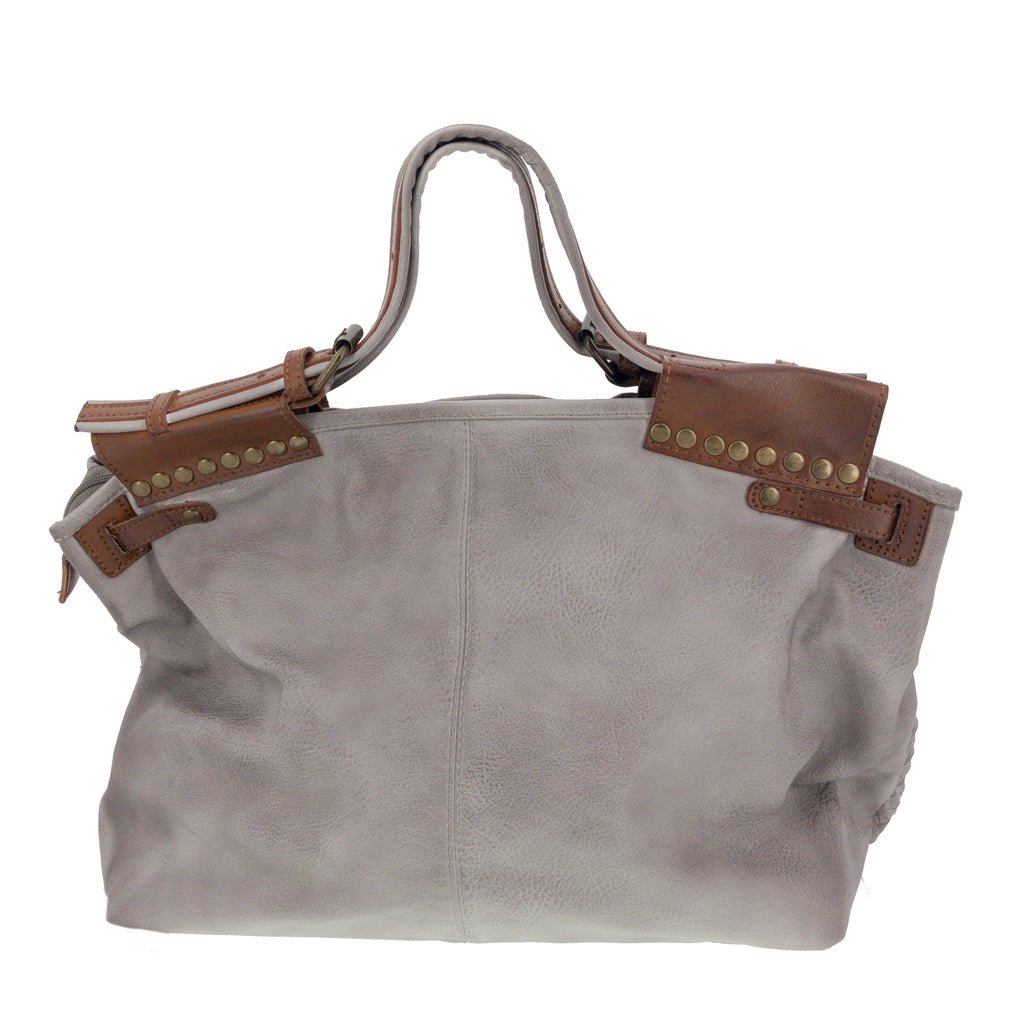 Vintage Doctor Bag Tasche Flechtoptik Grau