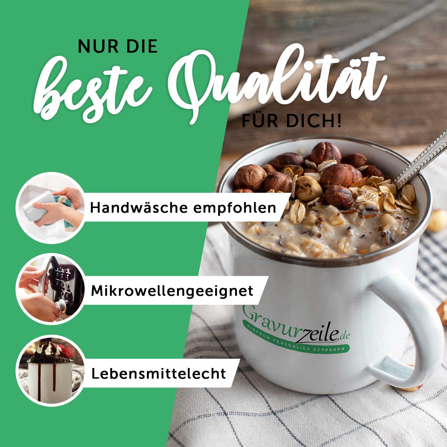 Emaille Tasse für Kinder - Waldtiere - Personalisiert mit Namen