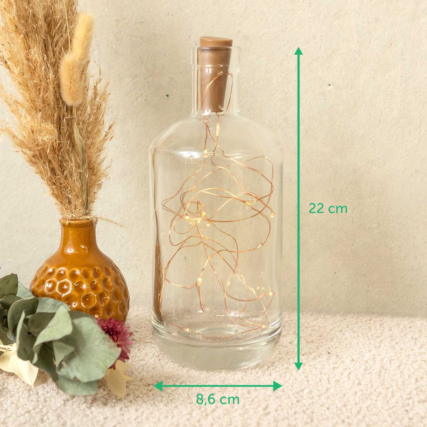 Flaschenlicht mit LED-Lichterkette und UV Druck - Weihnachtsbaum Gold Design - Personalisiert