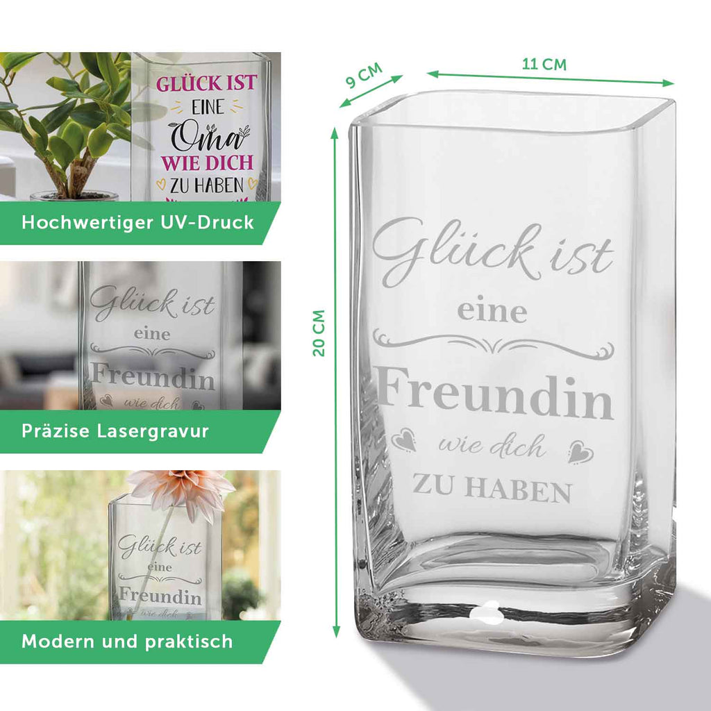 Blumenvase mit UV-Druck - Kommunion - Personalisiert mit Namen - Deko Vase als Geschenk