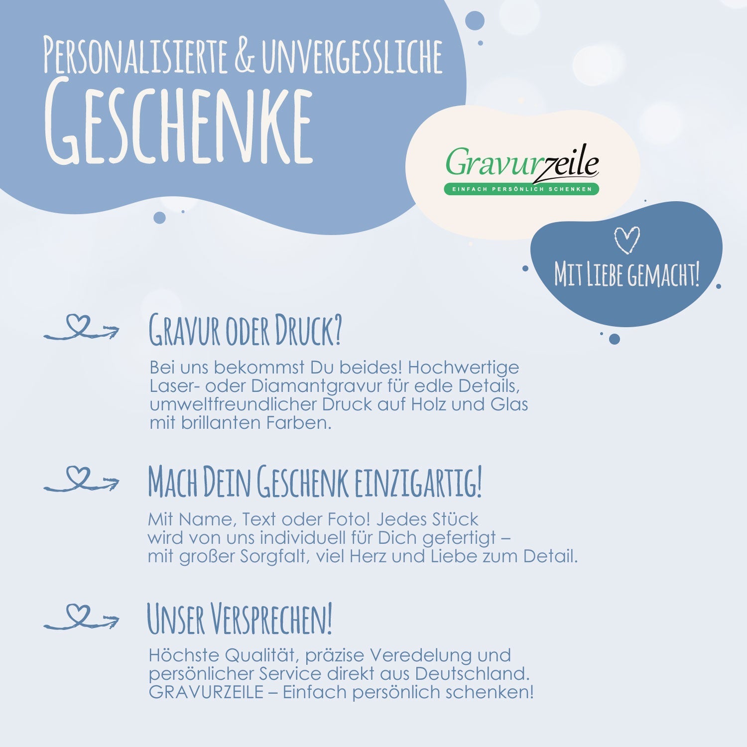 Bedrucktes Schieferherz - In Gedenken V1 - Personalisiertes Geschenk