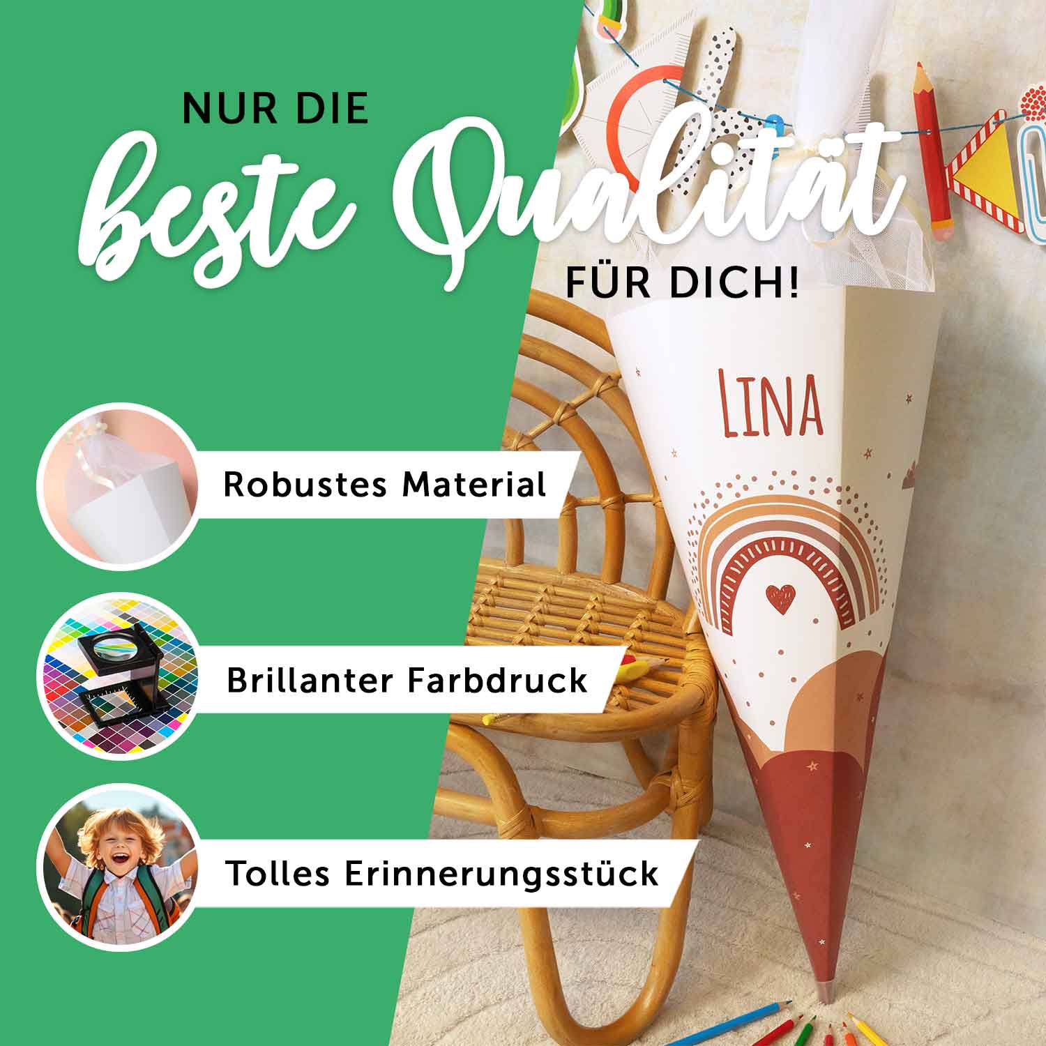 Bedruckte Schultüte mit Namen - Prinzessin