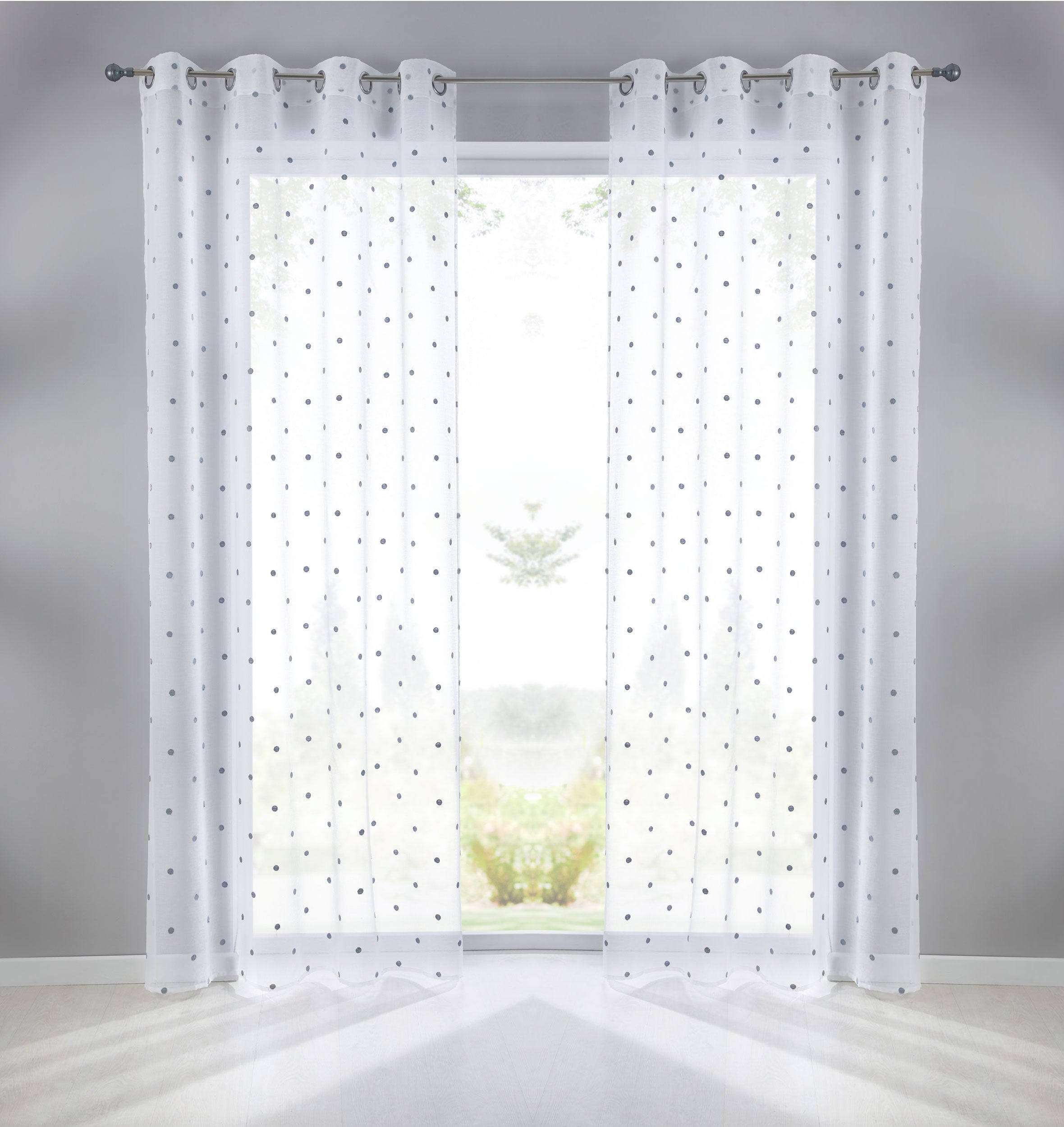Gardine Ösen Schal  Vorhang POMPEI Relief Stickerei Transparent Raffhalter  10000178