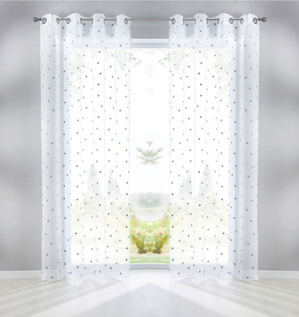 Gardine Ösen Schal  Vorhang POMPEI Relief Stickerei Transparent Raffhalter  10000178