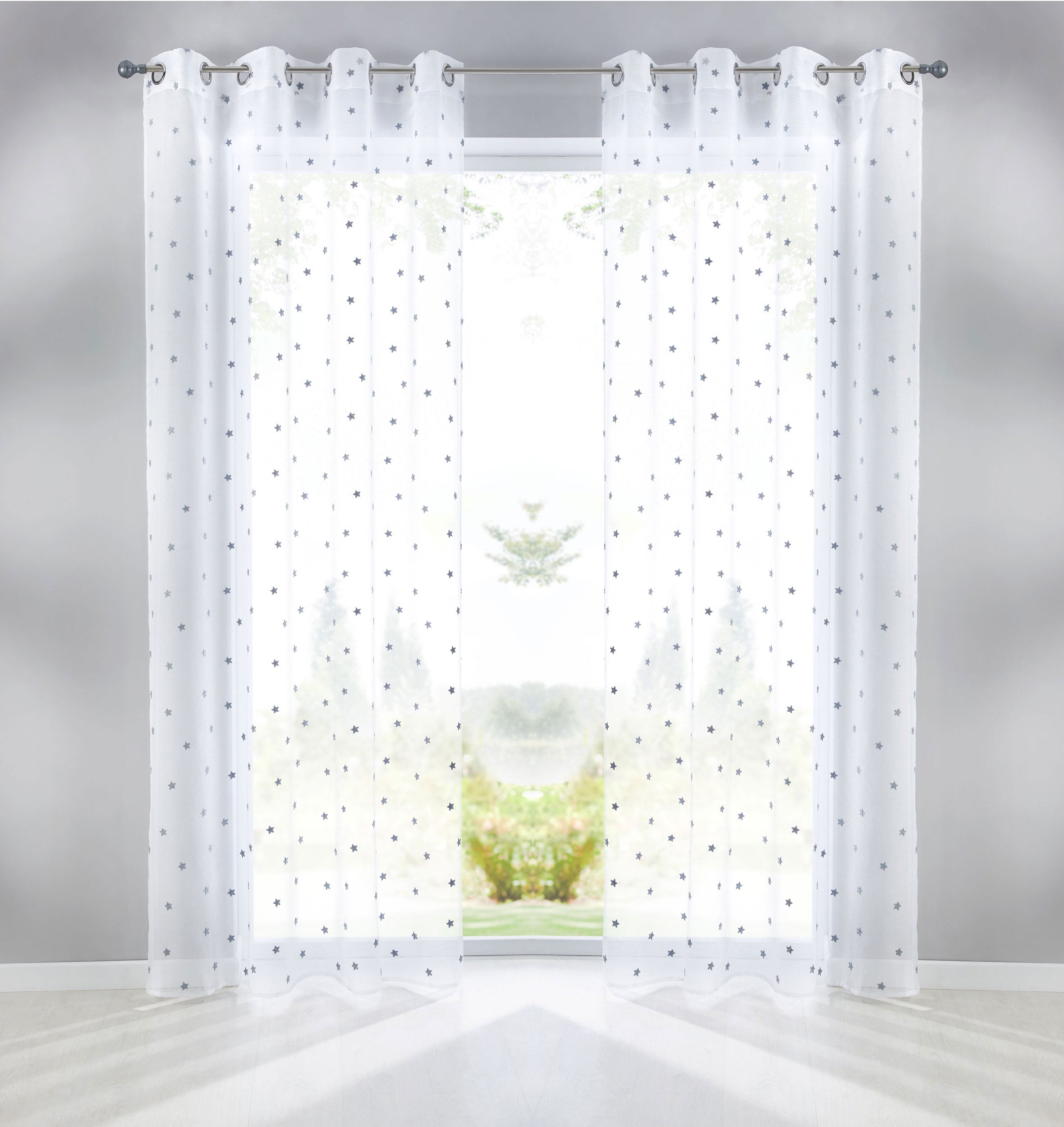 Gardine Ösen Schal  Vorhang POMPEI Relief Stickerei Transparent Raffhalter  10000178