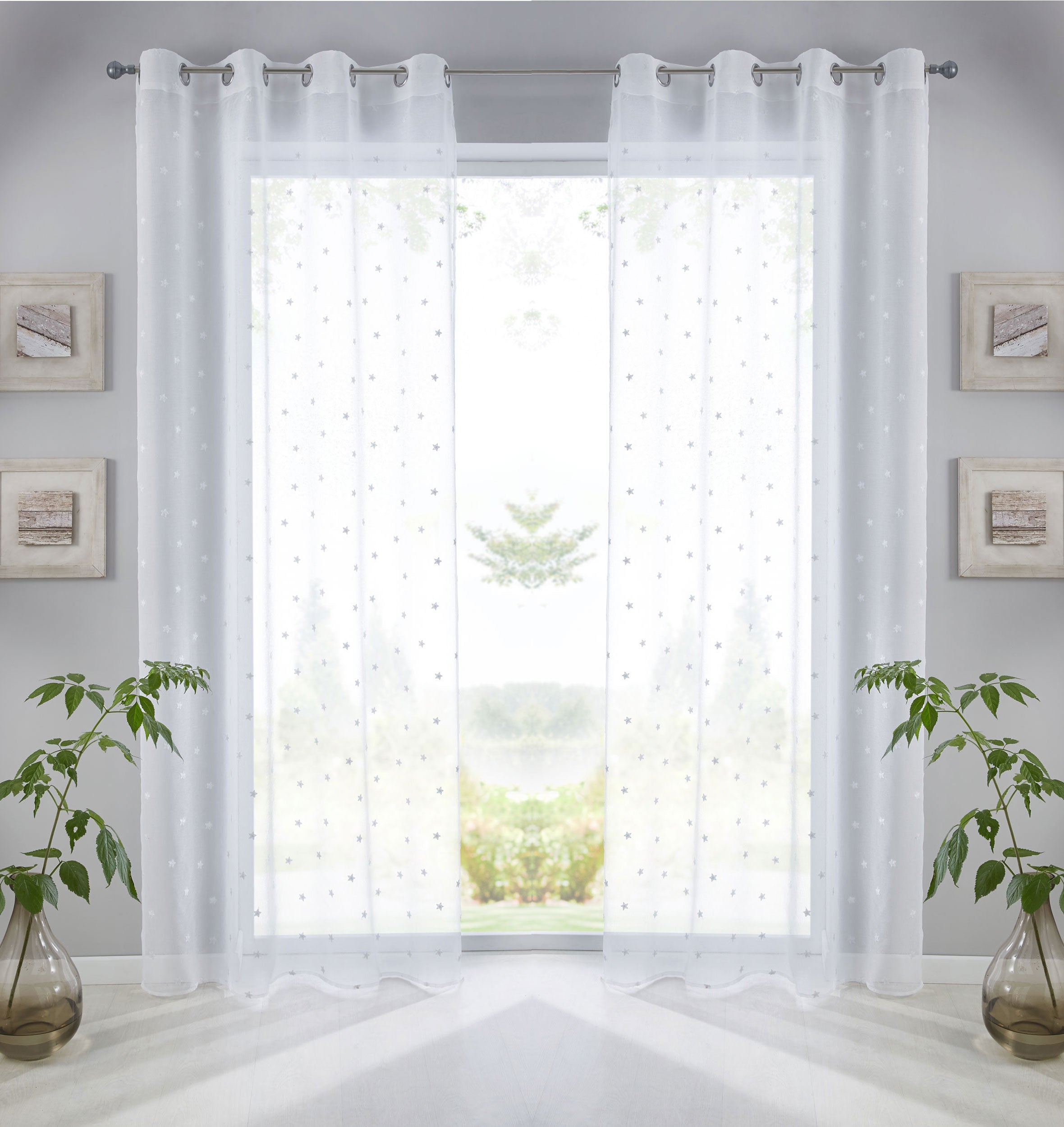 Gardine Ösen Schal  Vorhang POMPEI Relief Stickerei Transparent Raffhalter  10000178