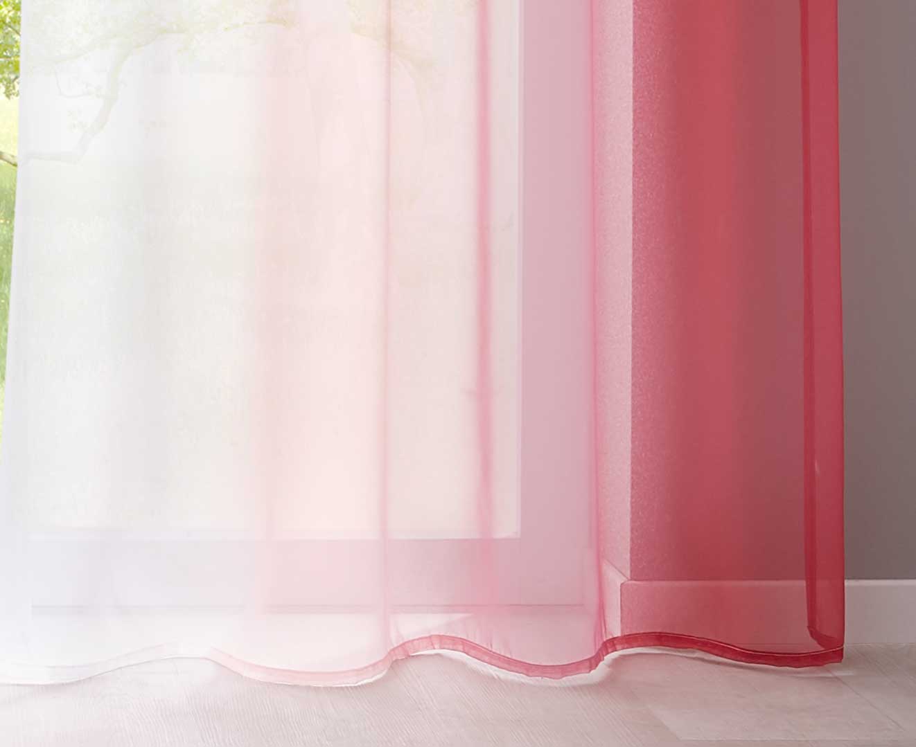 2er Pack Gardinen Vertikal Farbverlauf Druck Transparent »Modena« mit Ösen und Raffhalter, Vorhang, Dekoschal 10000183
