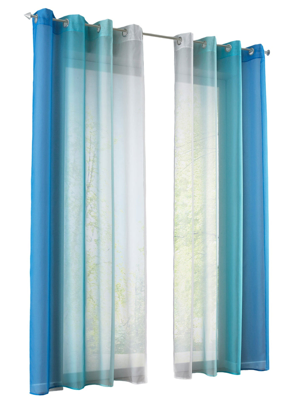 2er Pack Gardinen Vertikal Farbverlauf Druck Transparent »Modena« mit Ösen und Raffhalter, Vorhang, Dekoschal 10000183