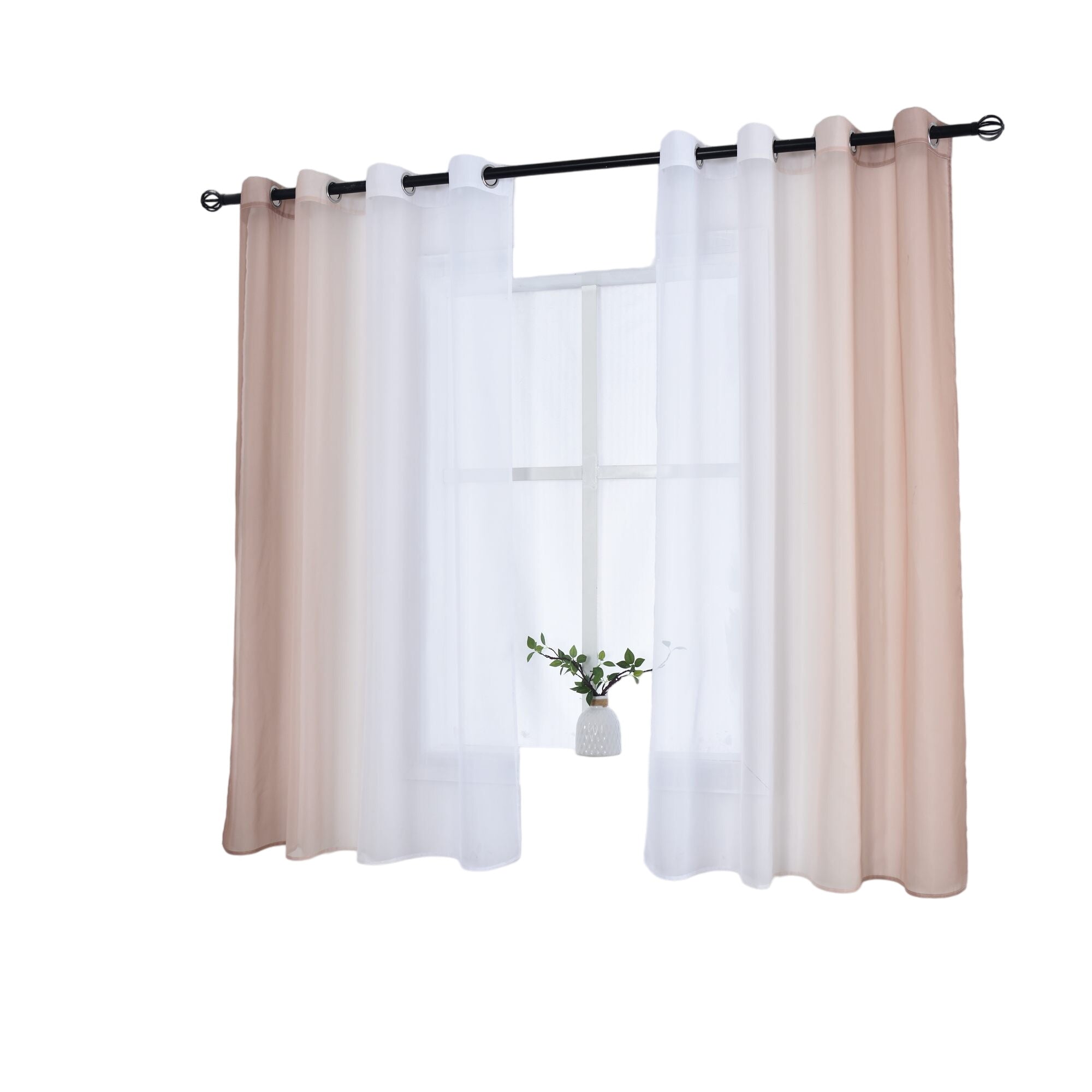 2er Pack Gardinen Vertikal Farbverlauf Druck Transparent »Modena« mit Ösen und Raffhalter, Vorhang, Dekoschal 10000183