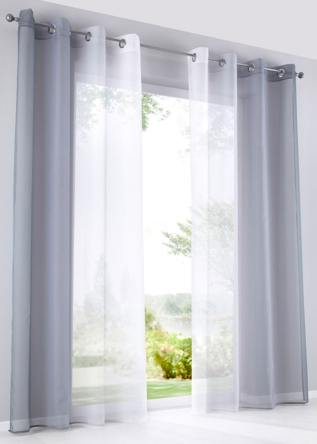2er Pack Gardinen Vertikal Farbverlauf Druck Transparent »Modena« mit Ösen und Raffhalter, Vorhang, Dekoschal 10000183