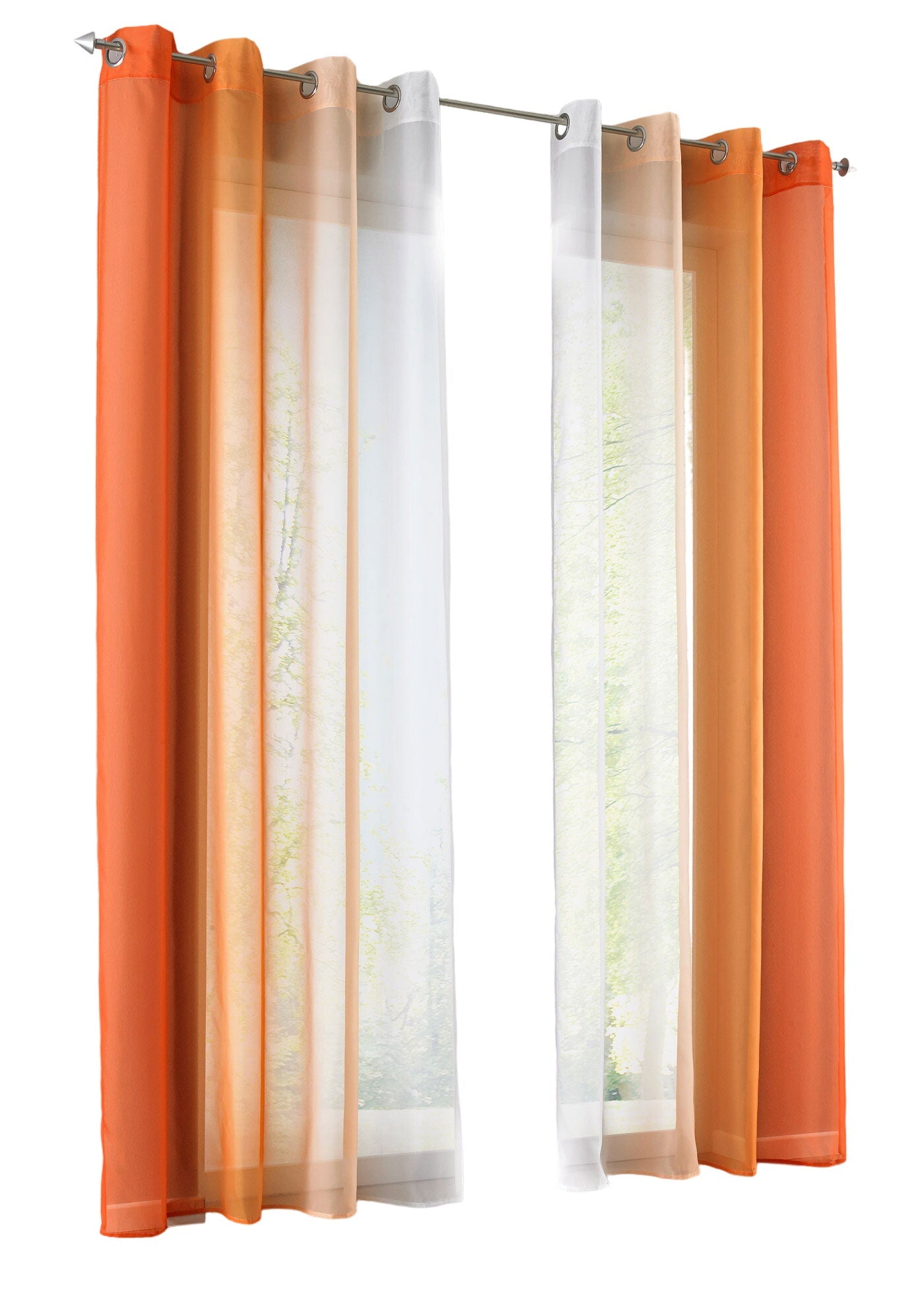 2er Pack Gardinen Vertikal Farbverlauf Druck Transparent »Modena« mit Ösen und Raffhalter, Vorhang, Dekoschal 10000183