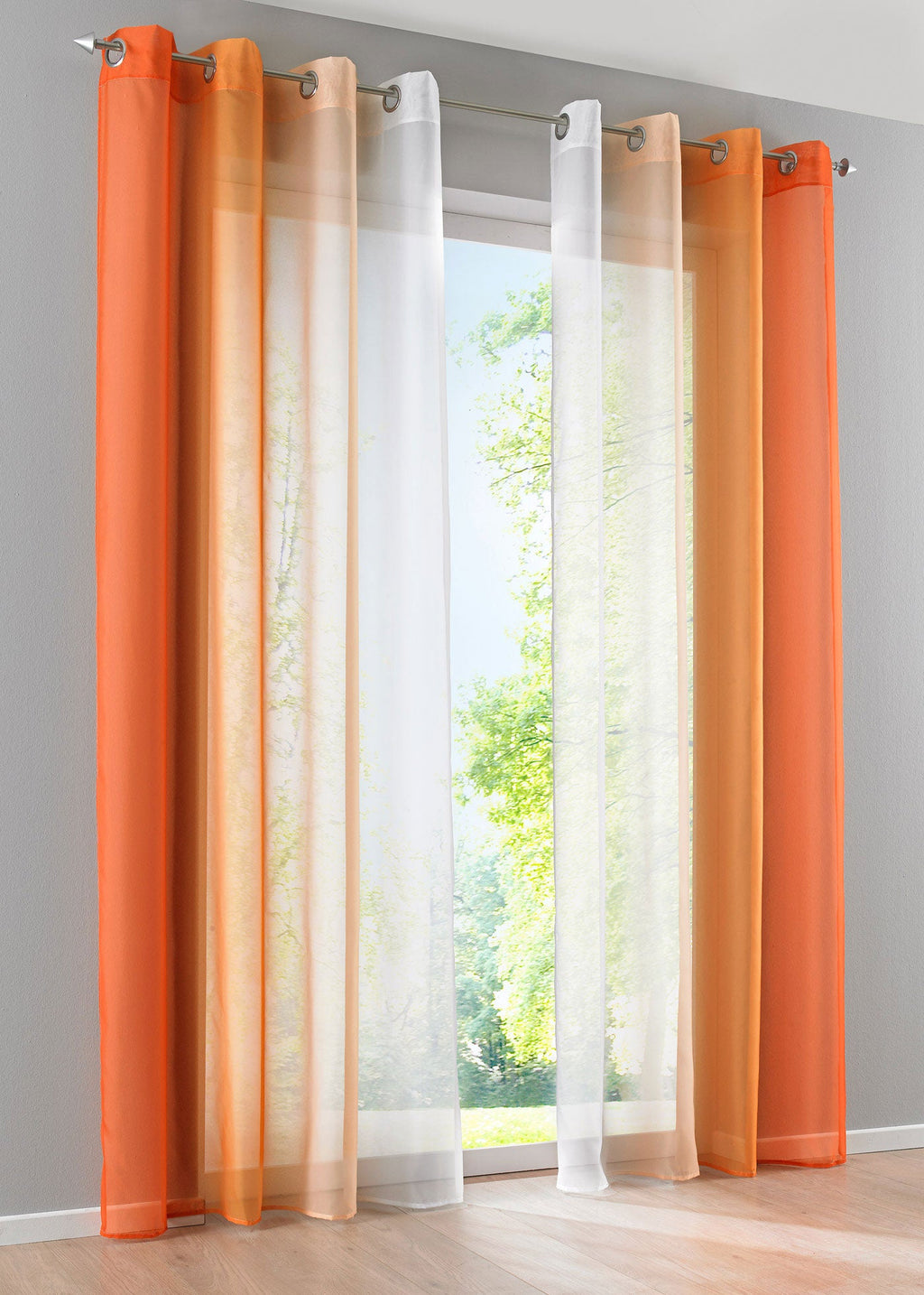 2er Pack Gardinen Vertikal Farbverlauf Druck Transparent »Modena« mit Ösen und Raffhalter, Vorhang, Dekoschal 10000183