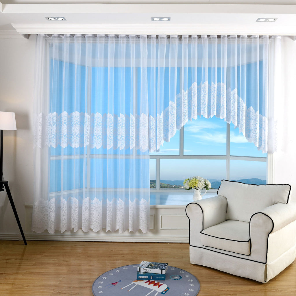 Bogenstore Barock Gardine Jacquard »Würzburg«, Blumenmuster Weiß Kräuselband Universalband Faltenband Store 13117