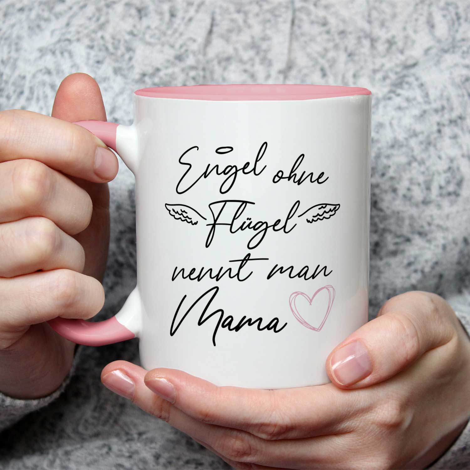 Bedruckte Tasse mit Spruch Engel ohne Flügel