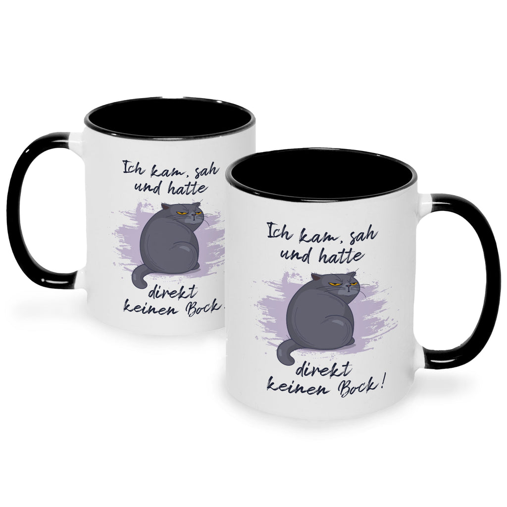Bedruckte Tasse mit Spruch Ich kam, sah und hatte direkt keinen Bock V2