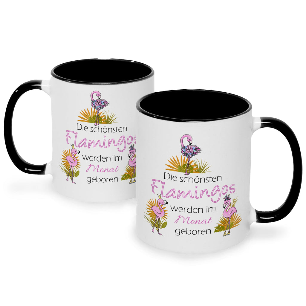 Bedruckte Tasse mit Spruch Die schönsten Flamingos