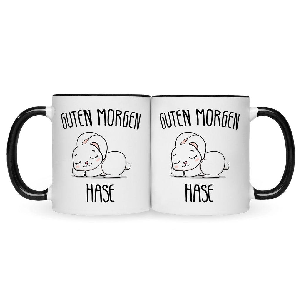 Bedruckte Tasse mit Spruch Guten Morgen Hase