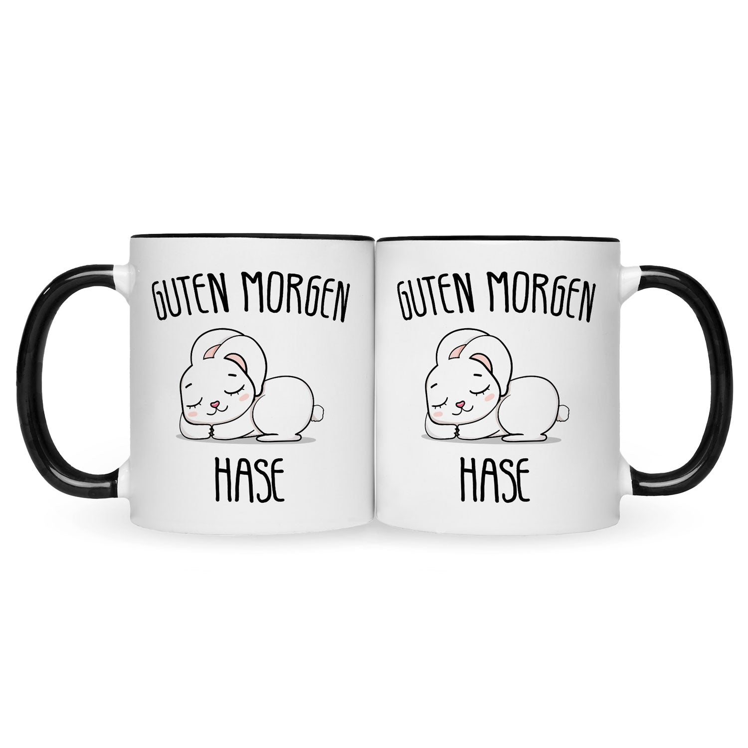 Bedruckte Tasse mit Spruch Guten Morgen Hase