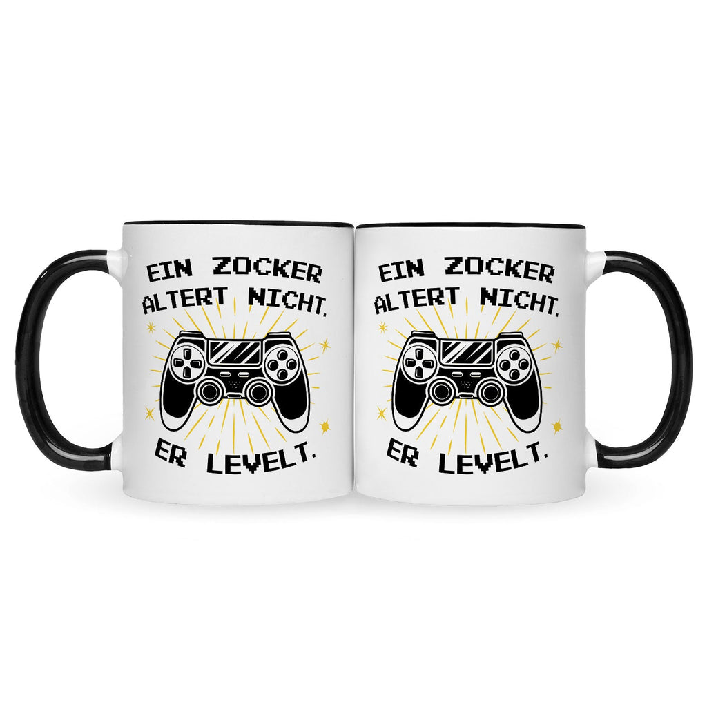Bedruckte Tasse mit Spruch - Ein Zocker altert nicht er levelt