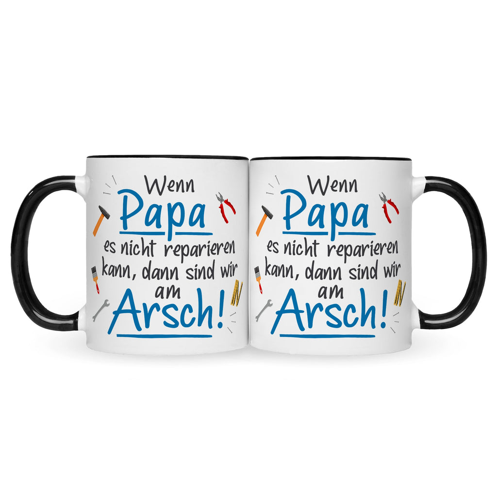 Bedruckte Tasse mit Spruch Wenn Papa es nicht reparieren kann
