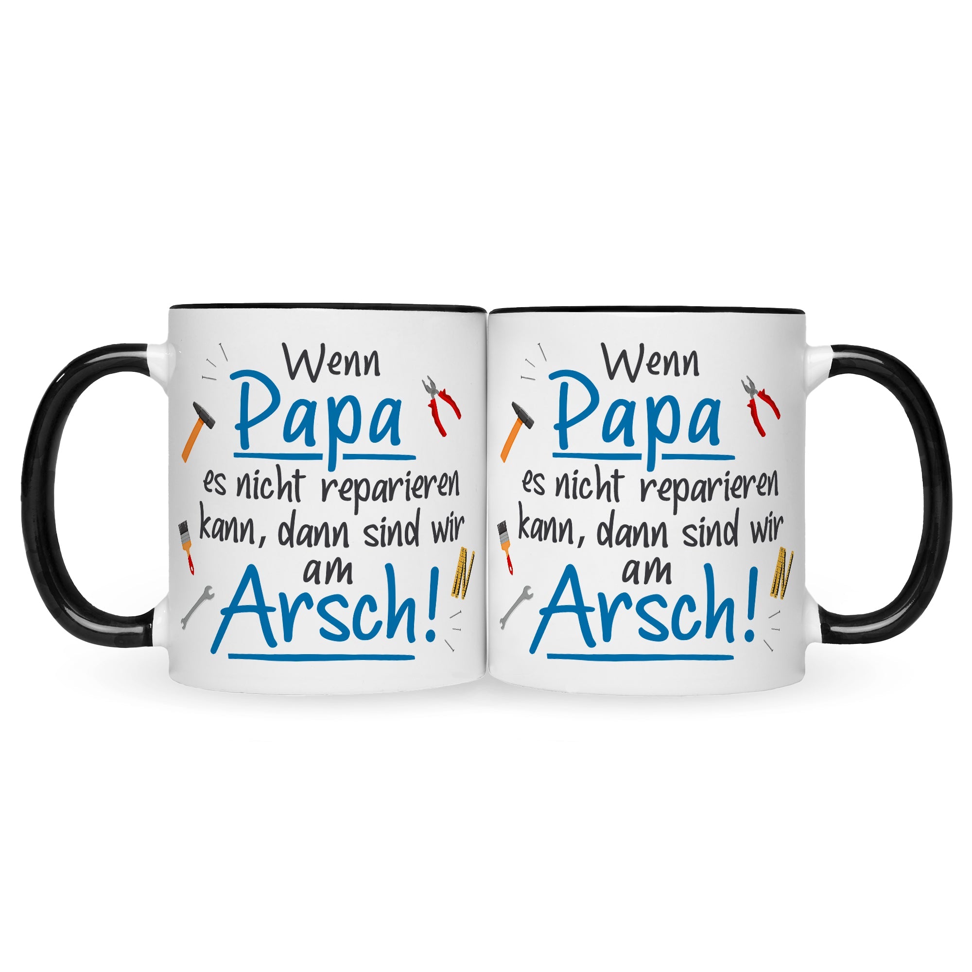 Bedruckte Tasse mit Spruch Wenn Papa es nicht reparieren kann