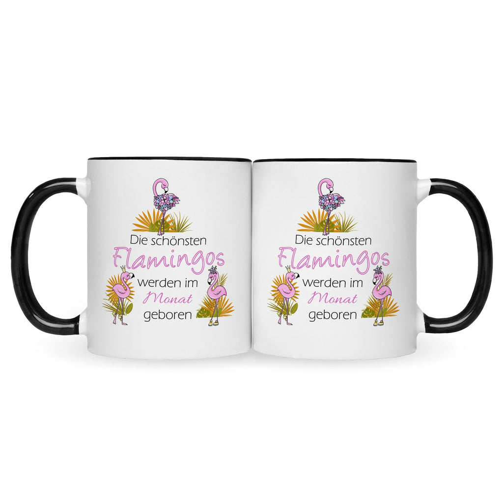 Bedruckte Tasse mit Spruch Die schönsten Flamingos