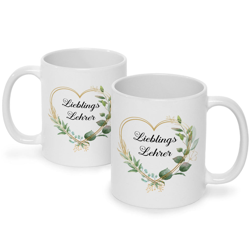 Bedruckte Tasse mit Spruch Lieblingslehrer/Lieblingslehrerin
