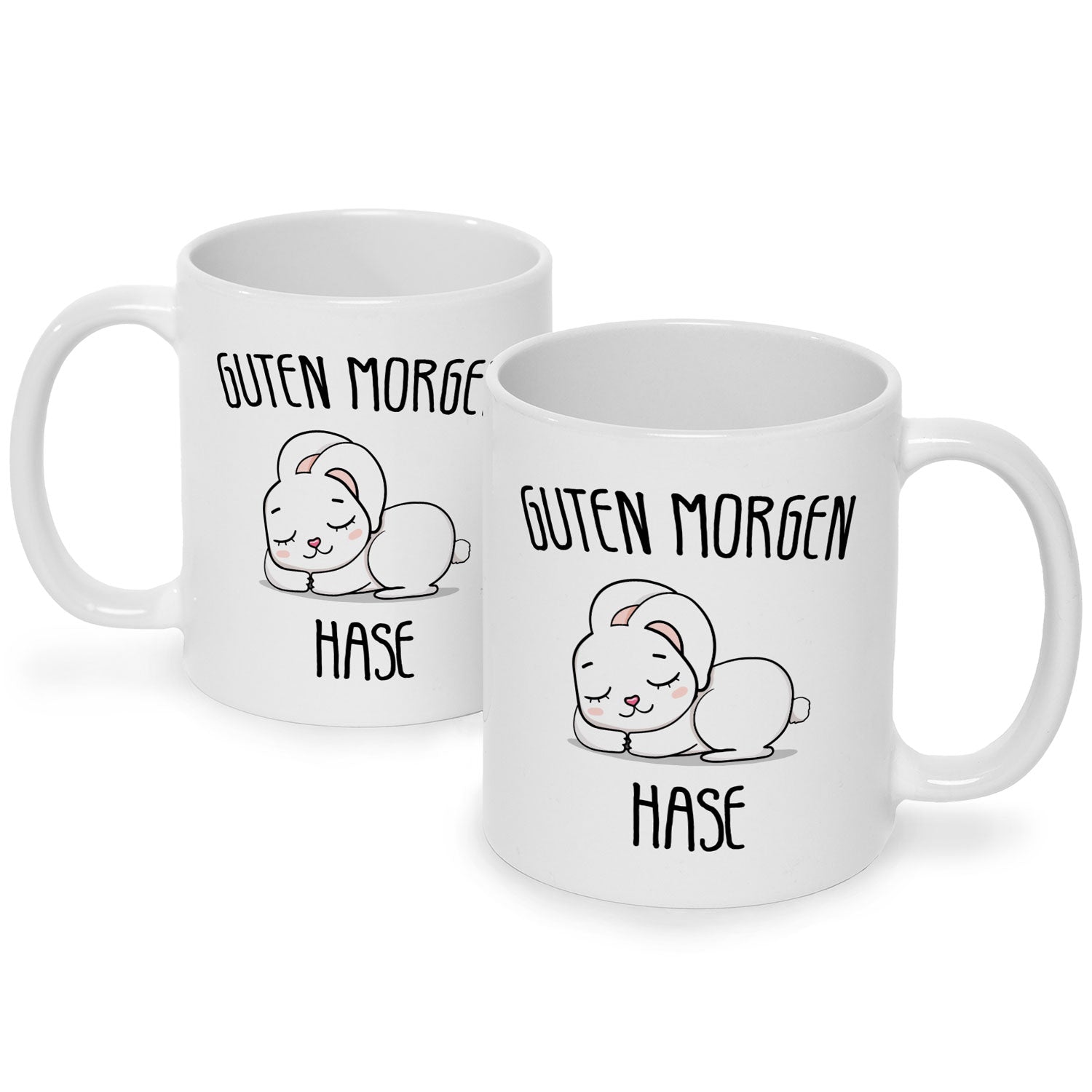Bedruckte Tasse mit Spruch Guten Morgen Hase
