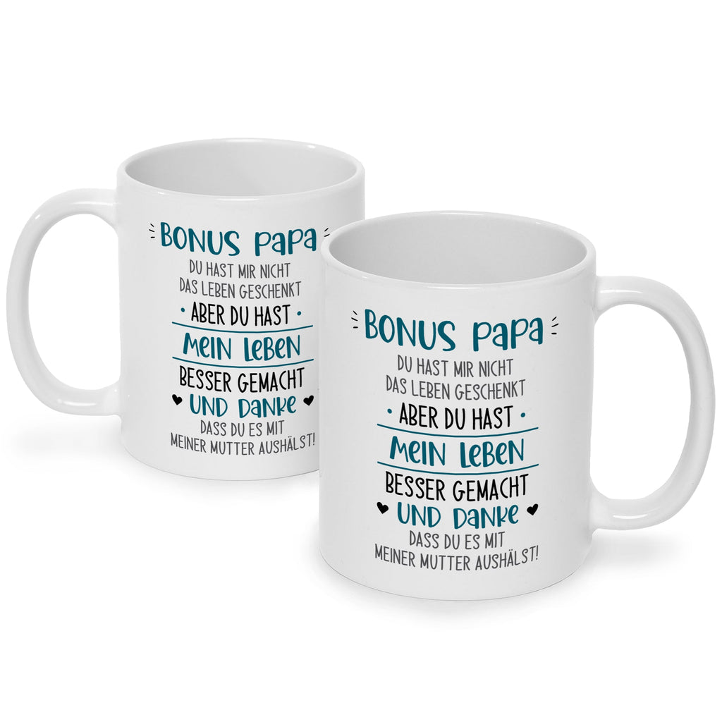 Bedruckte Tasse mit Spruch Bonus Eltern
