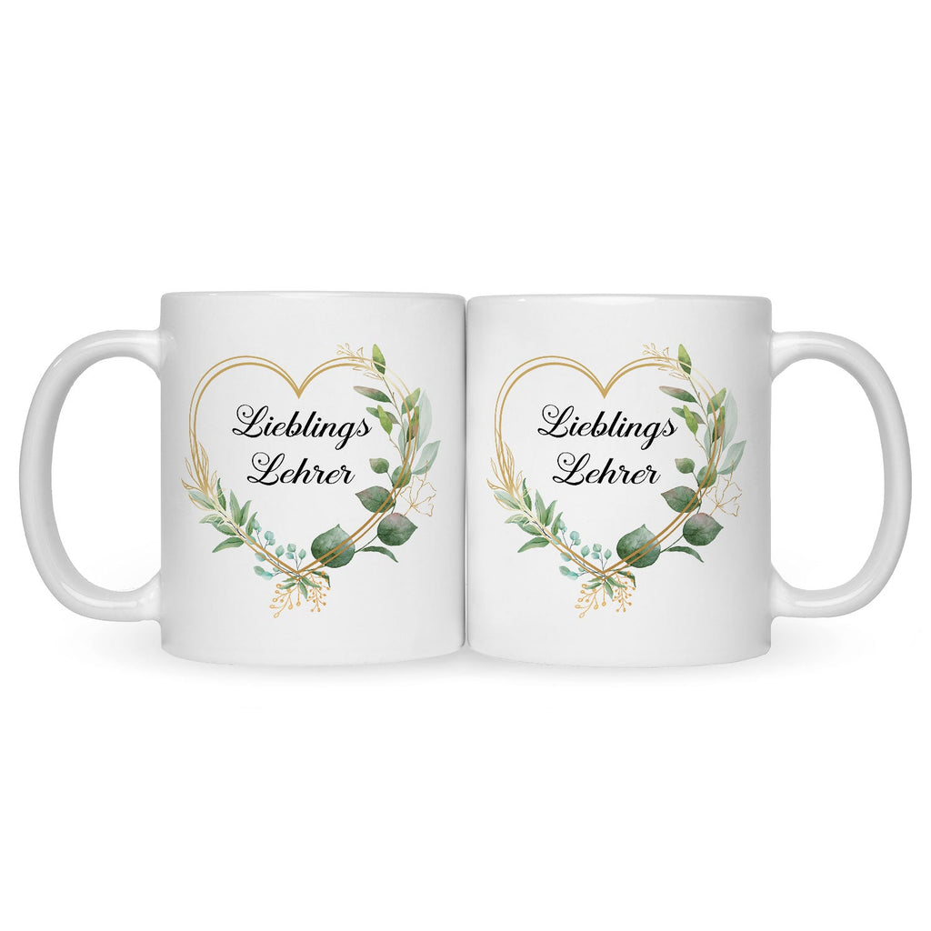 Bedruckte Tasse mit Spruch Lieblingslehrer/Lieblingslehrerin