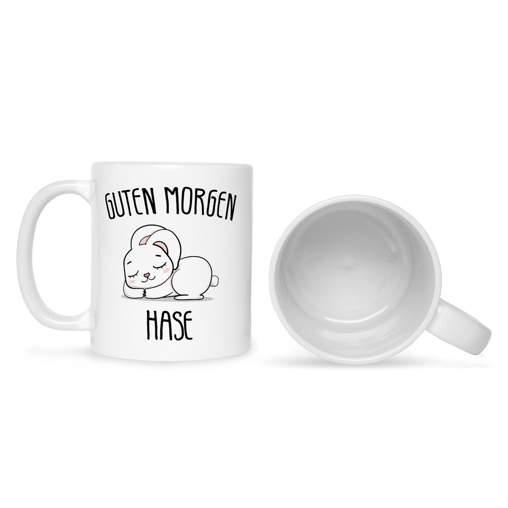 Bedruckte Tasse mit Spruch Guten Morgen Hase