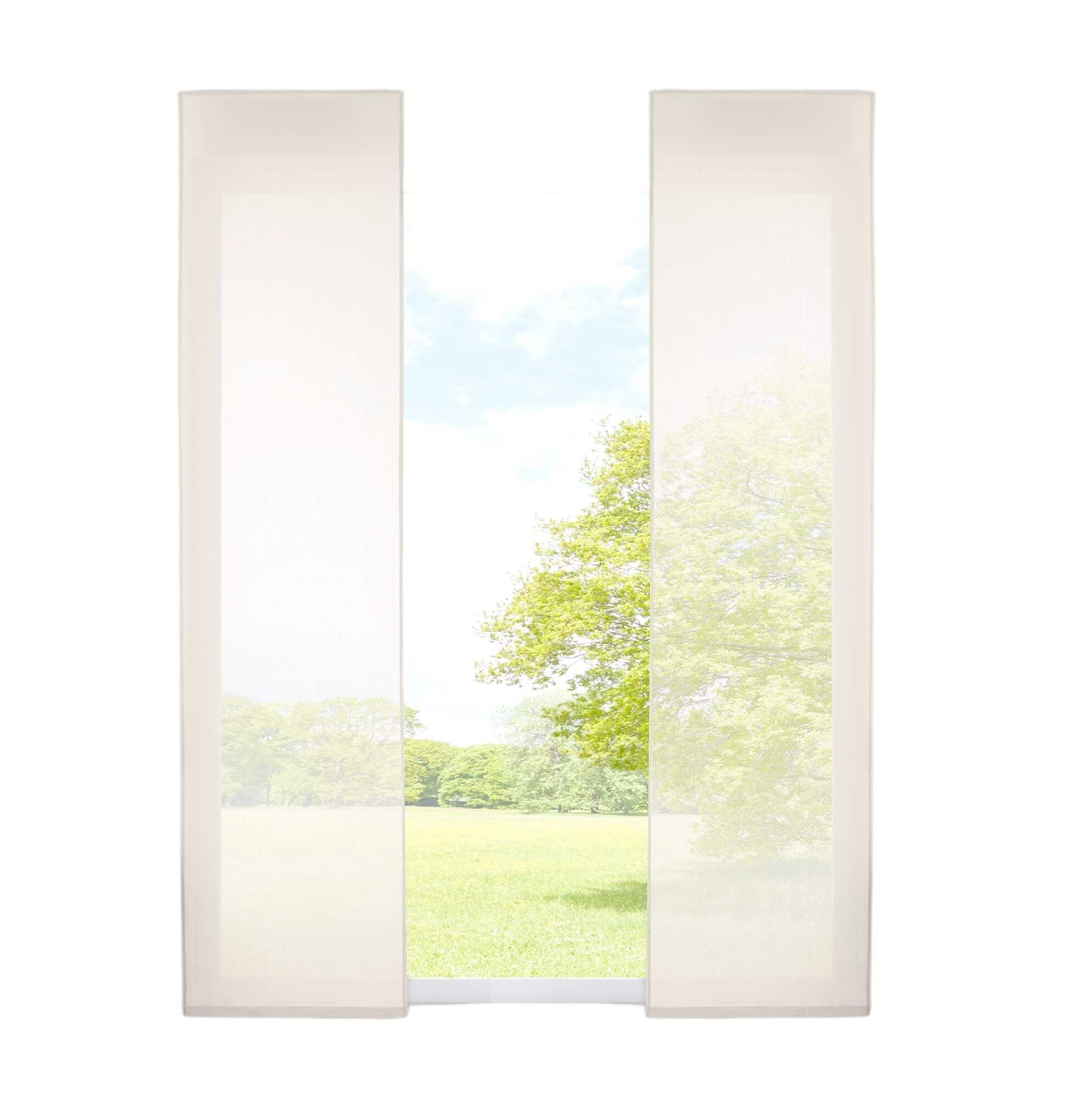 2er Set Schiebegardinen »Nizza« Baumwoll-Voile Halbvoile Transparent Flächenvorhang mit Paneelwagen und Beschwerungsstange 2019032-2
