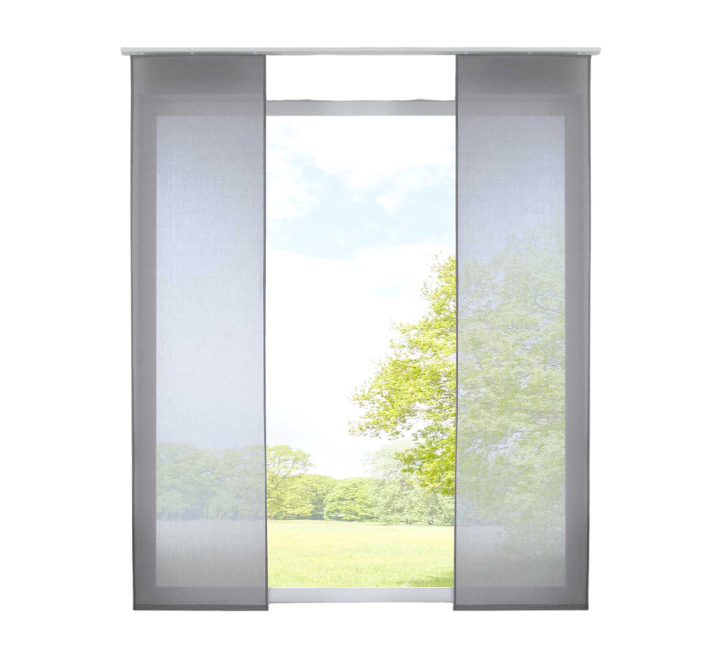 2er Set Schiebegardinen »Nizza« Baumwoll-Voile Halbvoile Transparent Flächenvorhang mit Paneelwagen und Beschwerungsstange 2019032-2