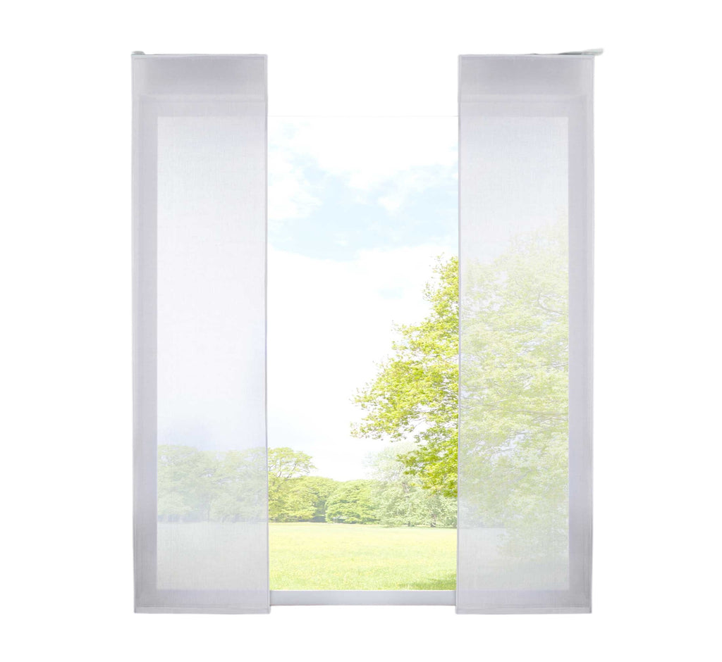 2er Set Schiebegardinen »Nizza« Baumwoll-Voile Halbvoile Transparent Flächenvorhang mit Paneelwagen und Beschwerungsstange 2019032-2