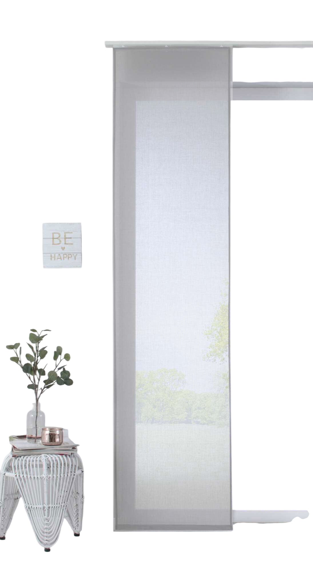 Schiebegardine »Nizza« Baumwoll-Voile Halbvoile Transparent Flächenvorhang mit Paneelwagen und Beschwerungsstange 2019032