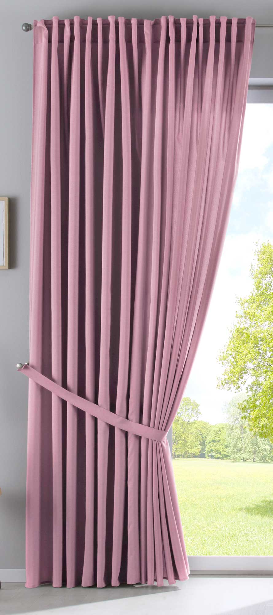 Vorhang Verdeckte Schlaufen Cationic »JENA« Blickdicht Leinen Optik Gardine Meliert Gardinenband mit Raffhalter  2019037