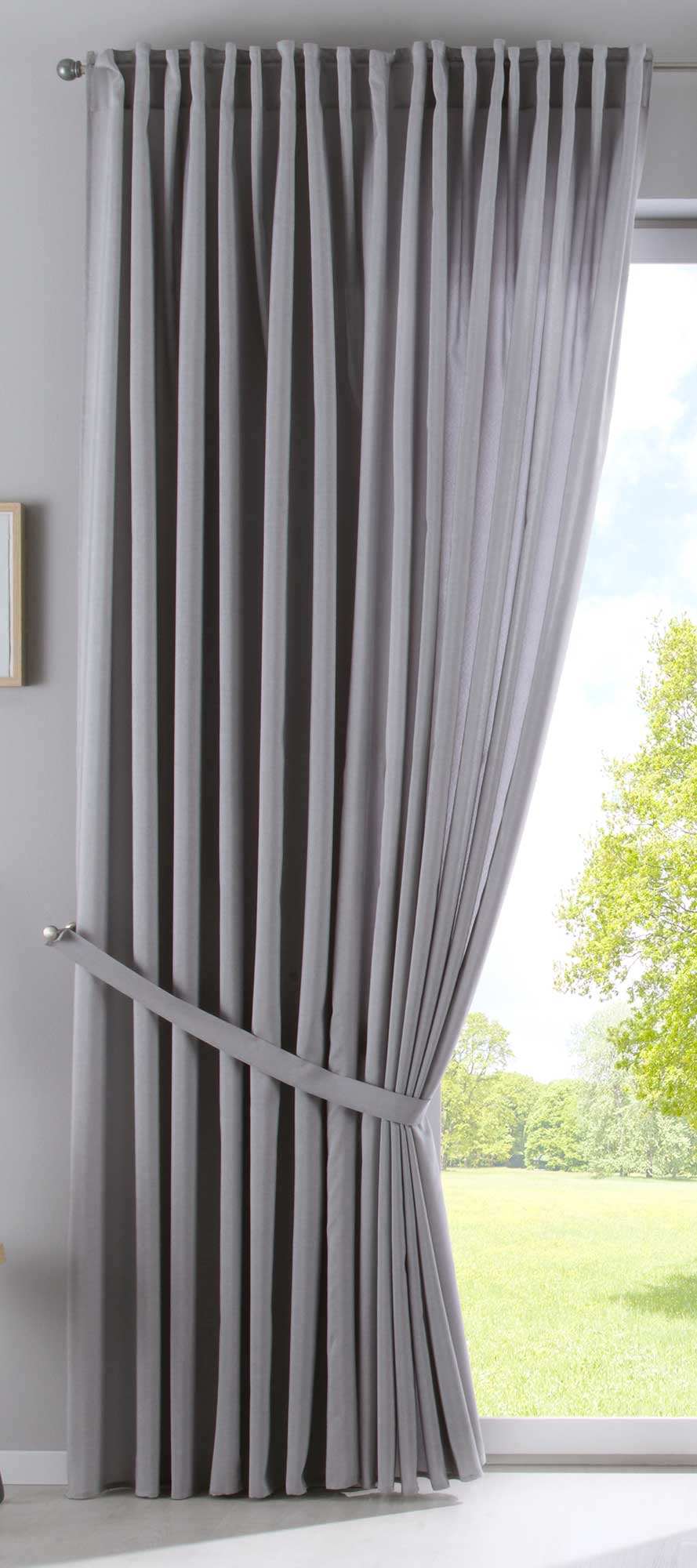 Vorhang Verdeckte Schlaufen Cationic »JENA« Blickdicht Leinen Optik Gardine Meliert Gardinenband mit Raffhalter  2019037