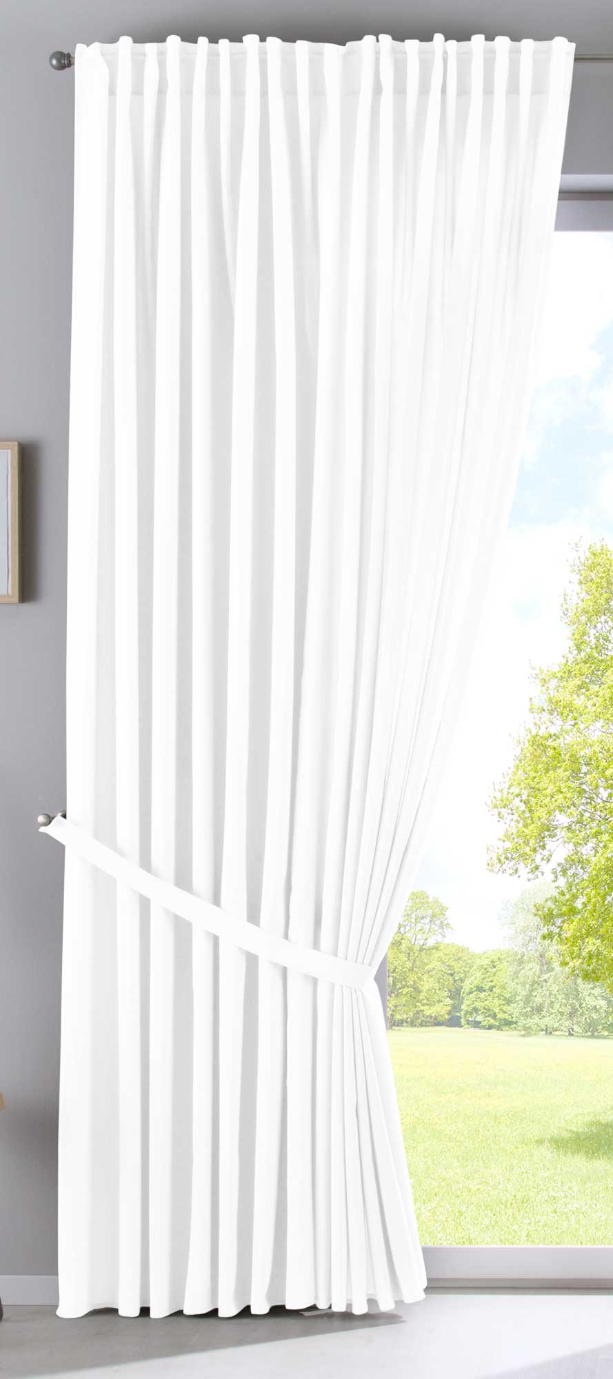 Vorhang Verdeckte Schlaufen Cationic »JENA« Blickdicht Leinen Optik Gardine Meliert Gardinenband mit Raffhalter  2019037