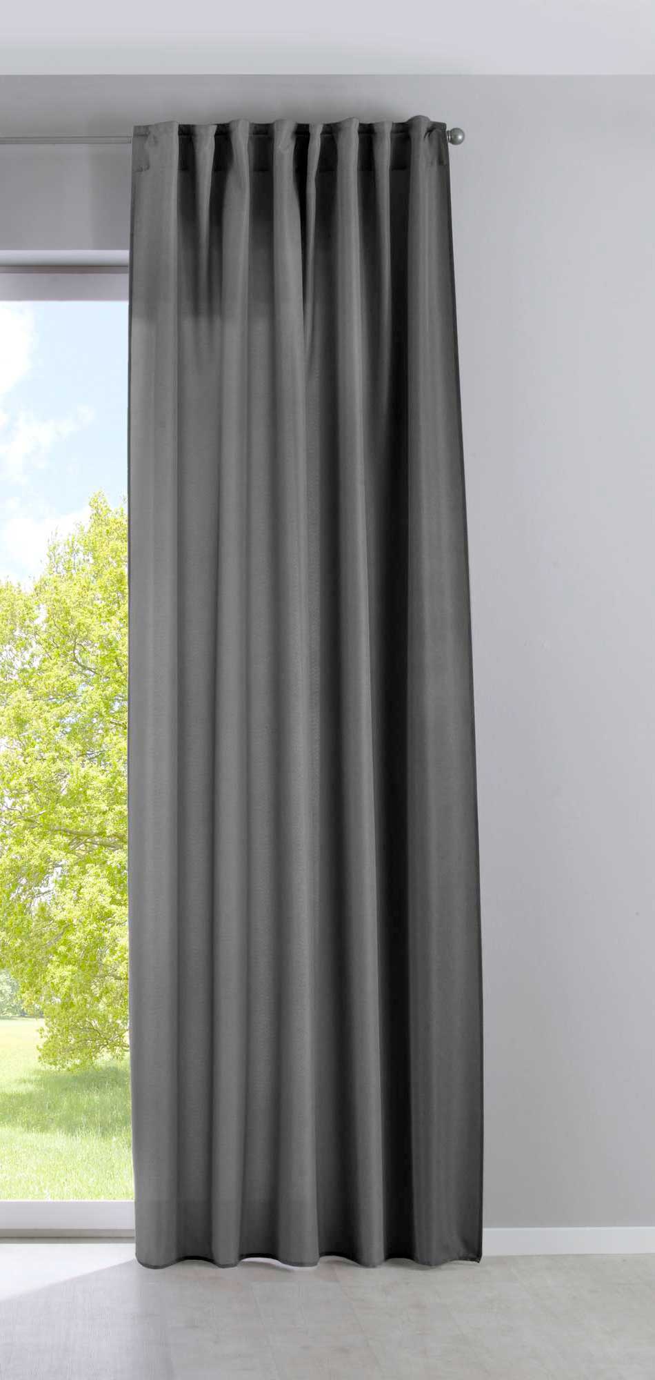 Vorhang Verdeckte Schlaufen Cationic »JENA« Blickdicht Leinen Optik Gardine Meliert Gardinenband mit Raffhalter  2019037