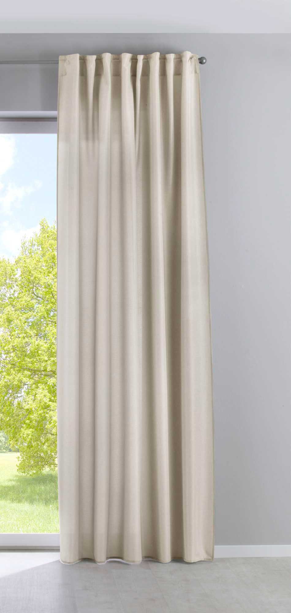 Vorhang Verdeckte Schlaufen Cationic »JENA« Blickdicht Leinen Optik Gardine Meliert Gardinenband mit Raffhalter  2019037