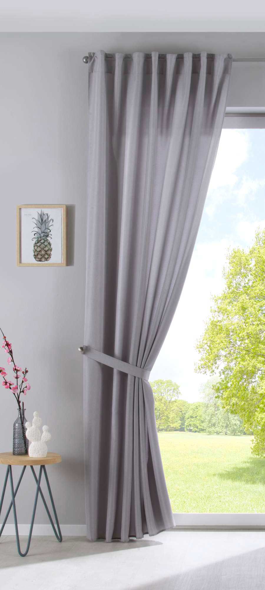 Vorhang Verdeckte Schlaufen Cationic »JENA« Blickdicht Leinen Optik Gardine Meliert Gardinenband mit Raffhalter  2019037