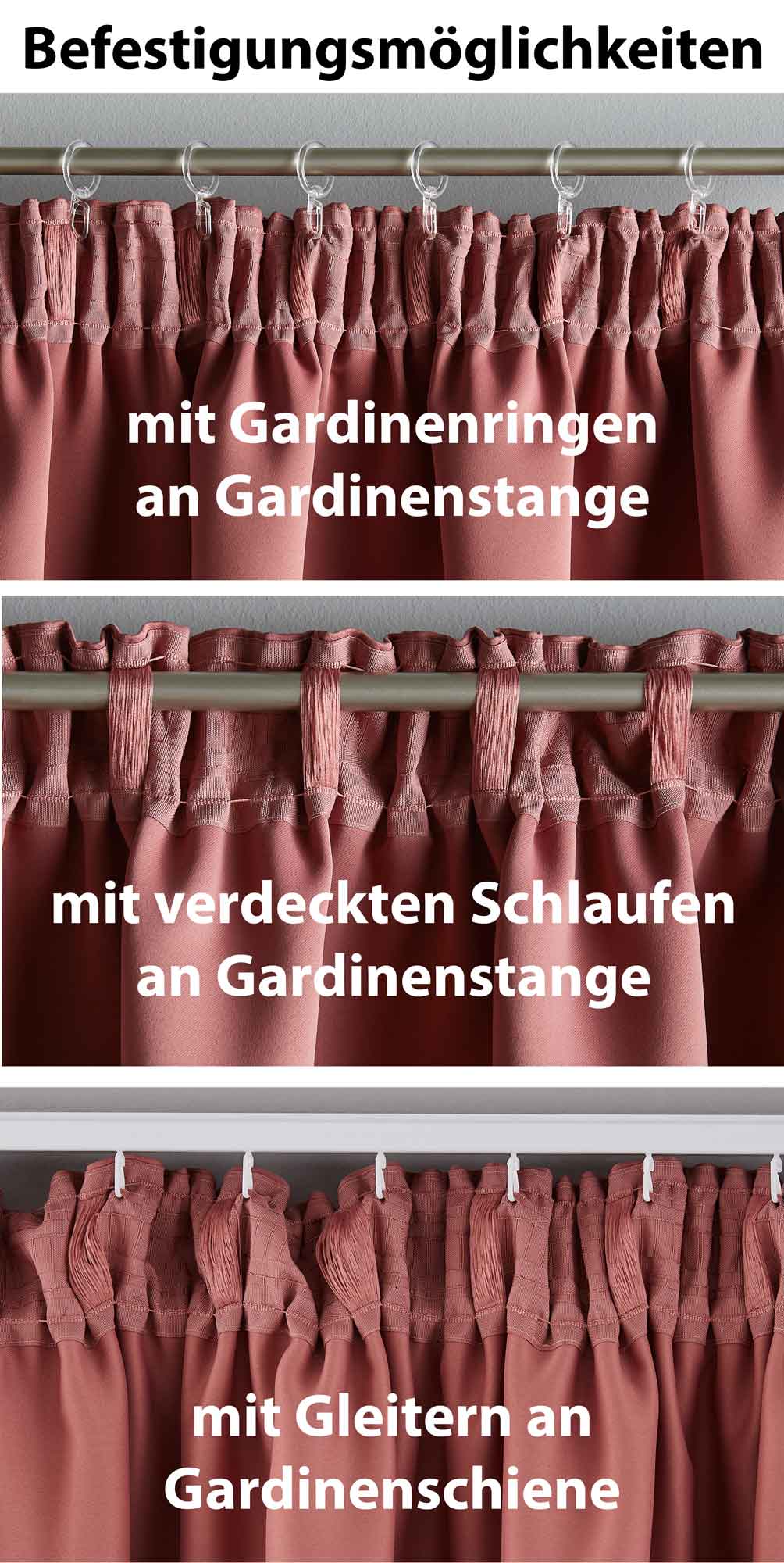 Vorhang Blickdicht »NewYork« verdeckte Schlaufen 1er-Pack Thermo-Gardine Verdunkelungsvorhang Blackout  schalldämmend Kräuselband Raffhalter 202020610