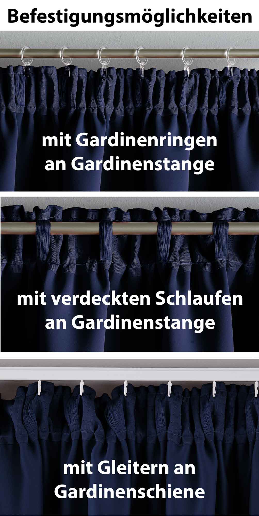Vorhang Blickdicht »NewYork« verdeckte Schlaufen 1er-Pack Thermo-Gardine Verdunkelungsvorhang Blackout  schalldämmend Kräuselband Raffhalter 202020610