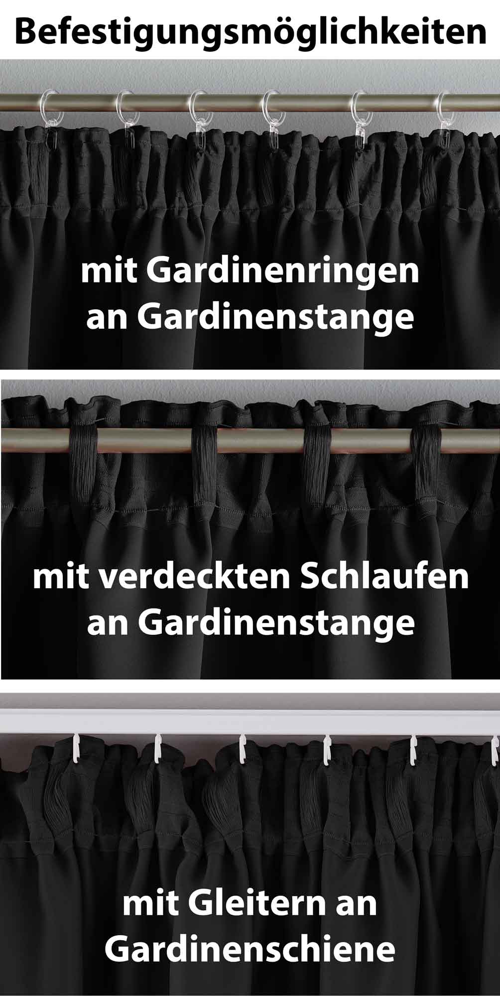 2er Set Verdunkelungsvorhänge Blickdicht »NewYork« verdeckte Schlaufen Thermo-Gardine Blackout  schalldämmend Kräuselband  202020610-2