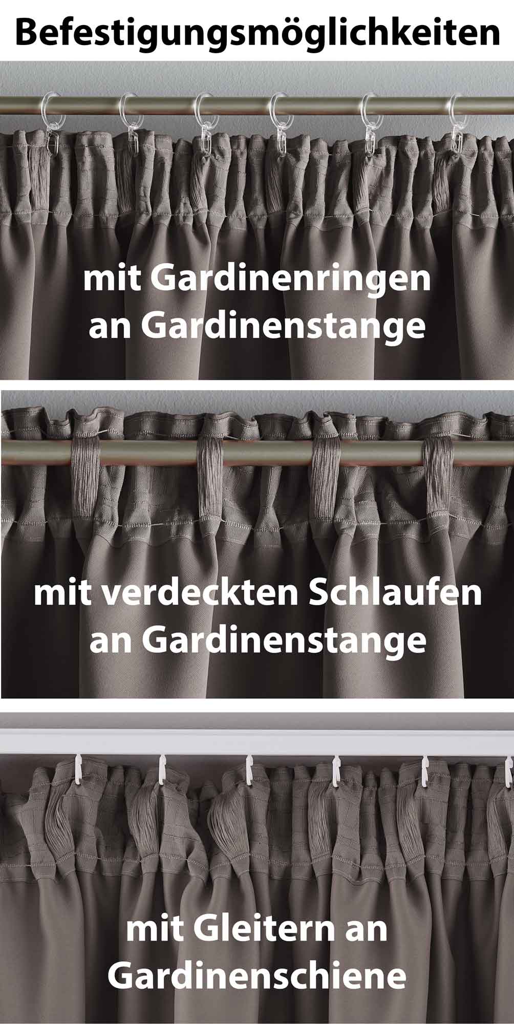 2er Set Verdunkelungsvorhänge Blickdicht »NewYork« verdeckte Schlaufen Thermo-Gardine Blackout  schalldämmend Kräuselband  202020610-2