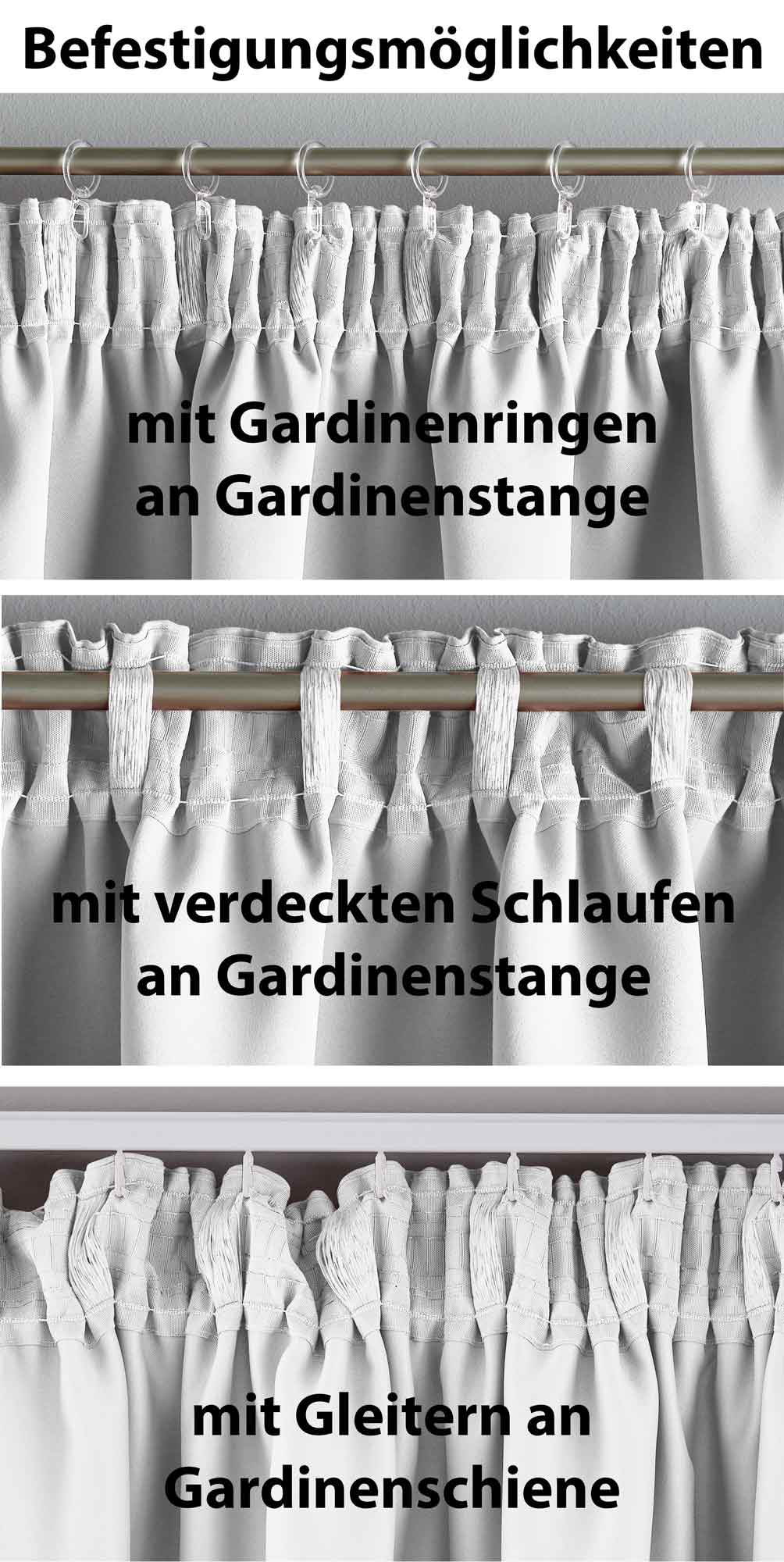 Vorhang Blickdicht »NewYork« verdeckte Schlaufen 1er-Pack Thermo-Gardine Verdunkelungsvorhang Blackout  schalldämmend Kräuselband Raffhalter 202020610
