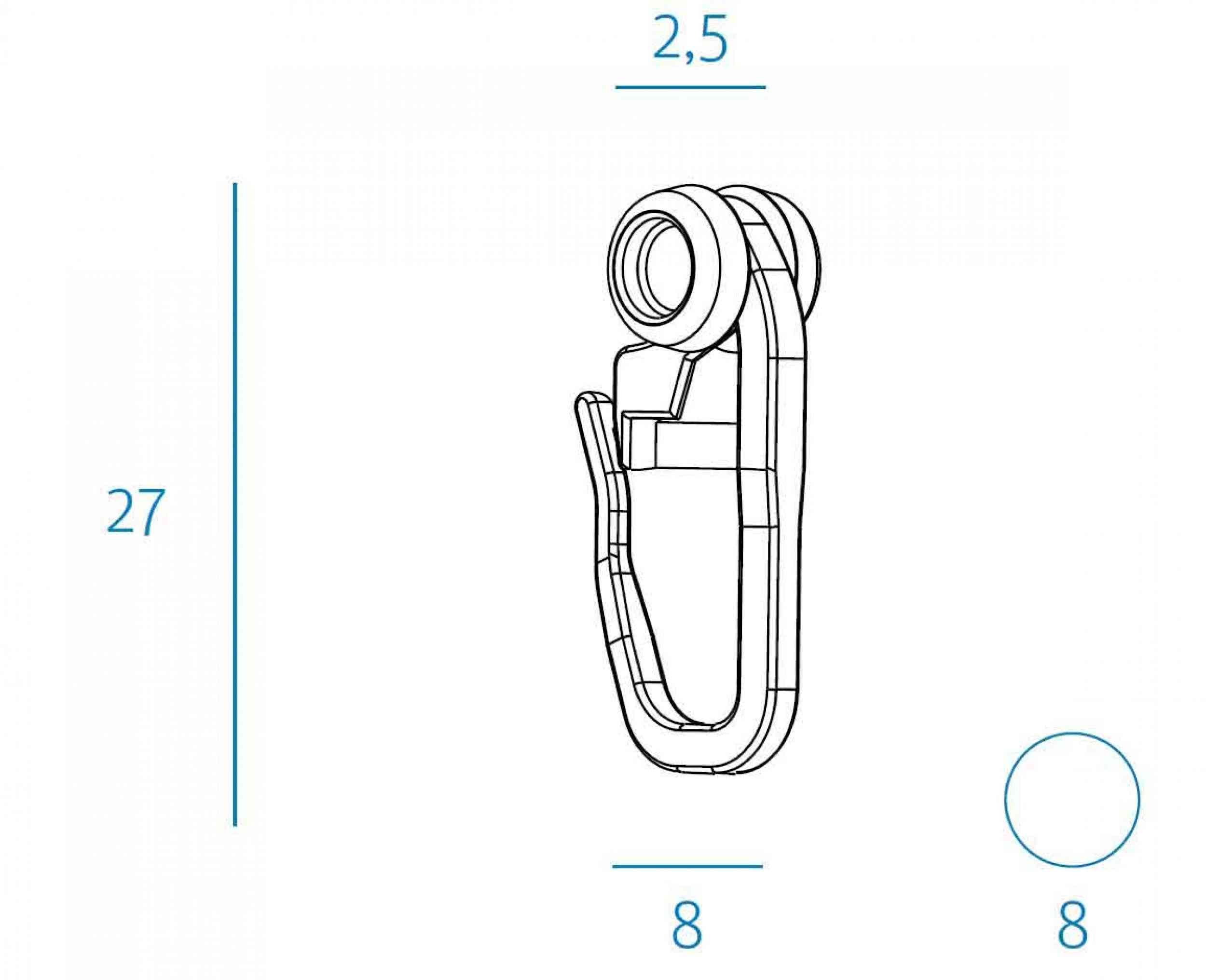 Gardinenrollringe 50 Stück Rollringe Universalhaken Ø8mm x 8mm x 27mm 23902030