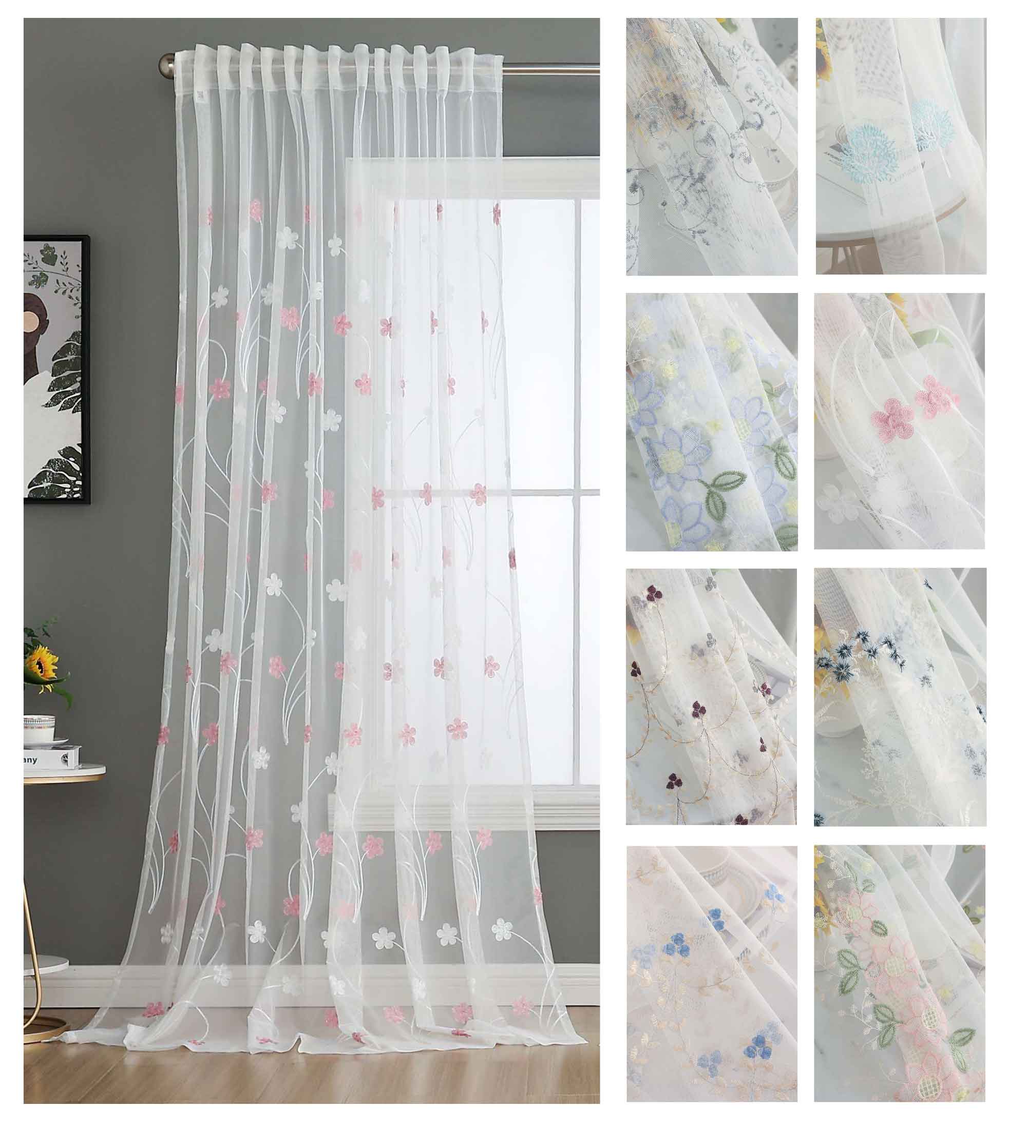 Gardine Raschel Stickerei  Design  »Florenz« Multiband für Gardinenschiene und Gardinenstange Elegante Fensterdekoration 2023200